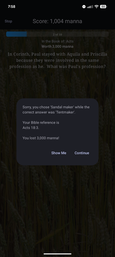 Looking up the cited verse, Acts 18:3, without leaving the app