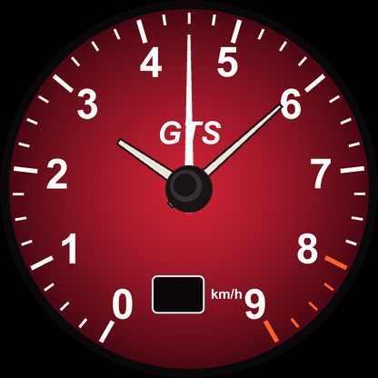 Porsche GTS watch face rendered on a round Wear OS display