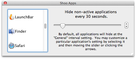 Shoo Apps Preferences Window